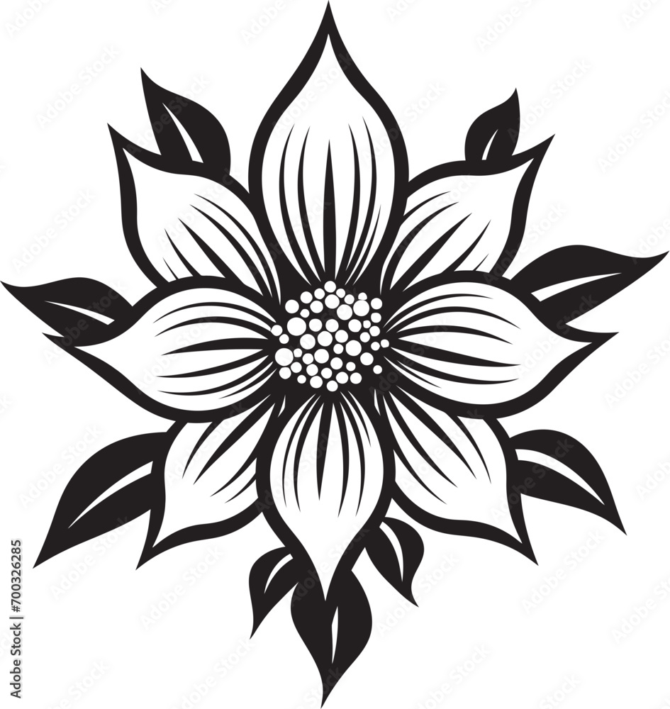 Sophisticated Floral Chic Monochrome Detail Stylish Botanical Emblem Vector Iconic Mark