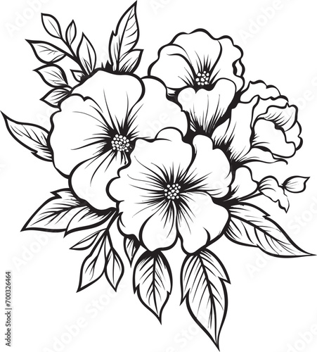 Singular Blossom Elegance Stylish Emblem Chic Flower Accent Black Vector Symbol