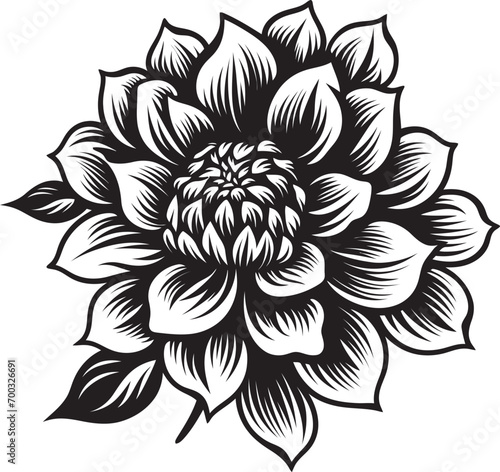 Graceful Petal Symbol Elegant Black Design Ethereal Floral Impression Monochrome Emblem