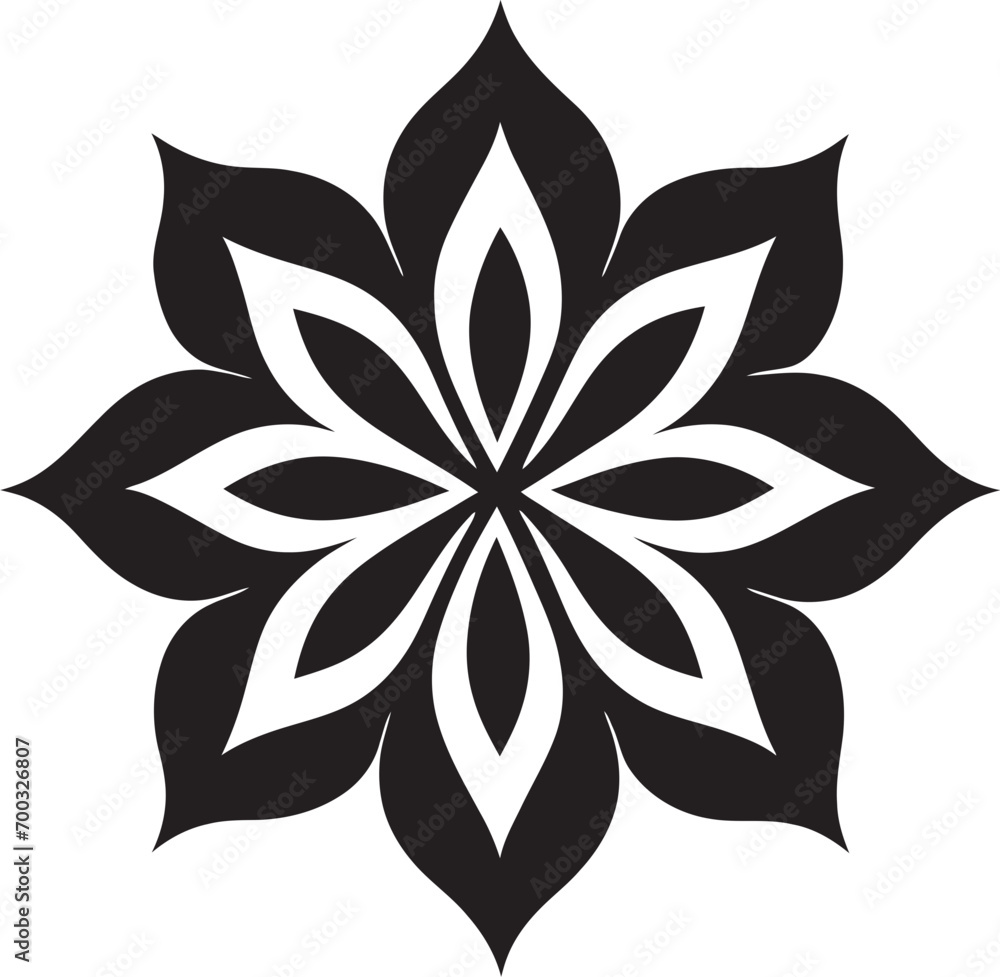 Stylish Floral Impression Black Emblematic Mark Ethereal Bloom Detail Vector Icon Mark