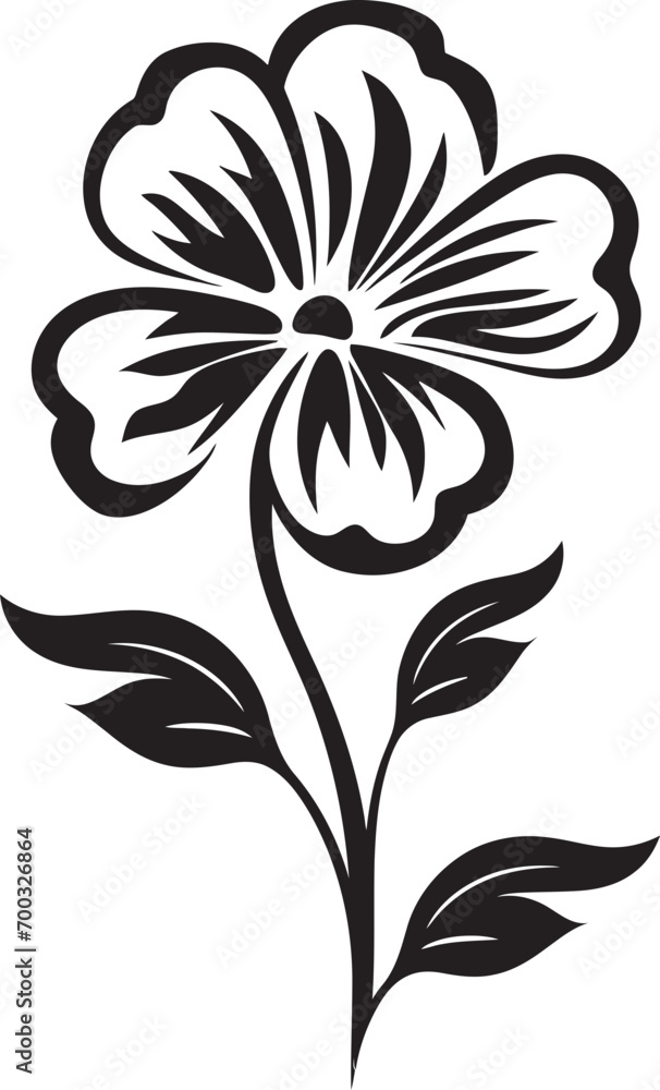 Obraz premium Graceful Flower Vector Black Symbol Detail Minimalistic Bloom Symbol Iconic Design Mark