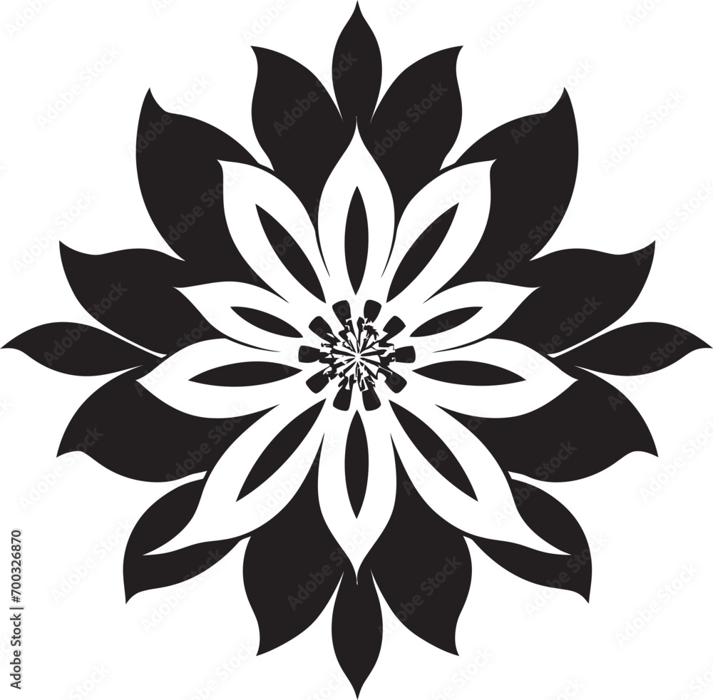 Singular Petal Emblem Emblematic Icon Mark Artistic Floral Emblem Monochrome Detail