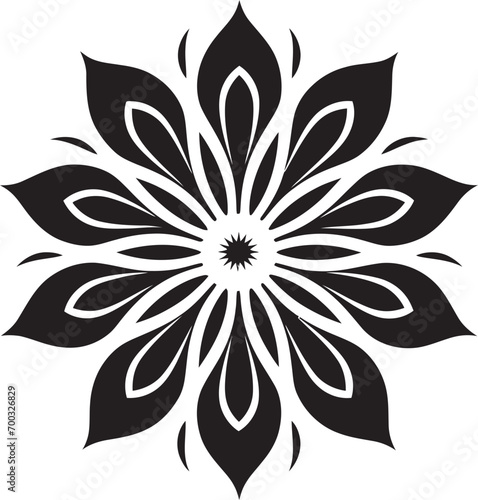 Fototapeta Naklejka Na Ścianę i Meble -  Monochrome Blossom Vector Emblem Styling Stylish Botanical Emblem Iconic Mark Detail