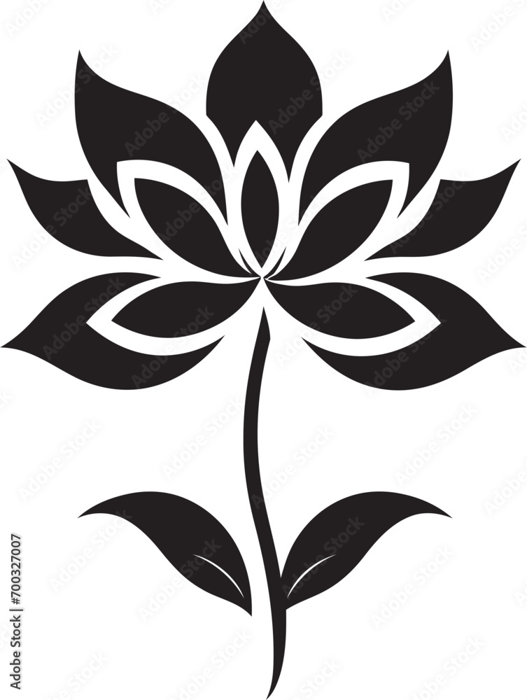 Fototapeta premium Elegant Floral Emblem Monochrome Icon Detail Sleek Bloom Mark Stylish Emblematic Detail