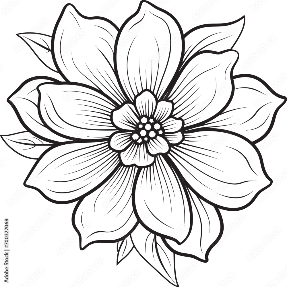Obraz premium Botanical Elegance Black Vector Icon Graceful Bloom Element Monochrome Logo