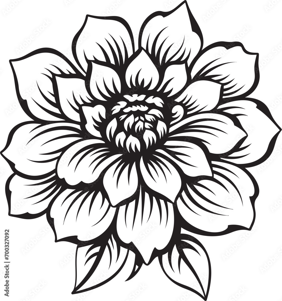 Botanical Minimalism Iconic Monotone Graceful Blossom Design Black Emblem