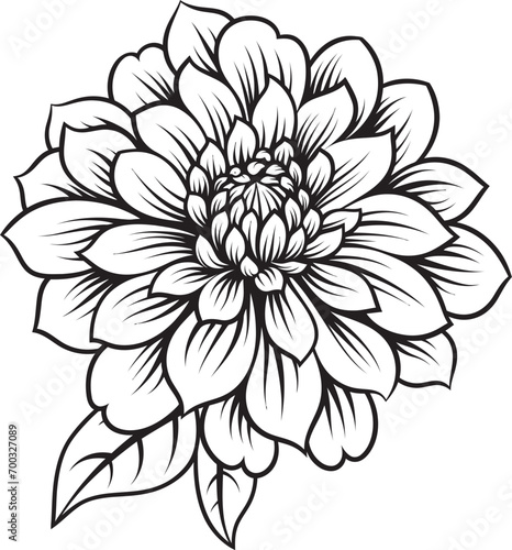 Fototapeta Naklejka Na Ścianę i Meble -  Monochrome Bloom Signature Iconic Elegance Ethereal Flower Vector Black Symbol