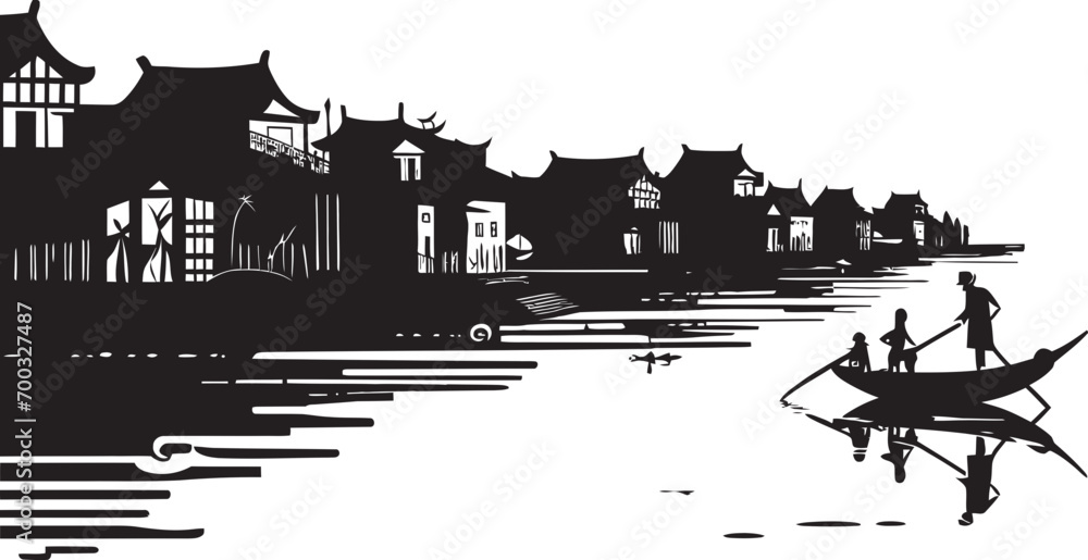 Vintage Townscape Iconic Monochrome Detail Riverbank Nostalgia Emblematic Mark