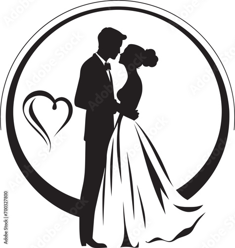 Wedding Bliss Stylish Floral Icon Design Botanical Union Black Logo Symbol