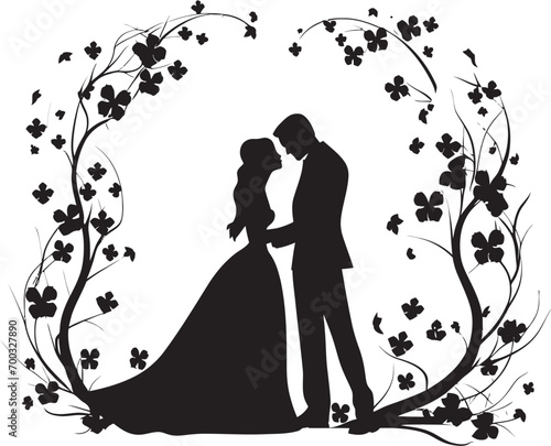 Blossom Bonding Black Logo Detail Romantic Floral Fusion Vector Emblem
