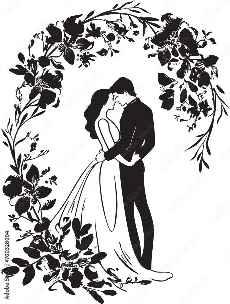 Botanical Embrace Stylish Vector Emblem Wedded Roses Monochrome Iconic Mark Botanical Embrace Stylish Vector Emblem Wedded Roses Monochrome Iconic Mark