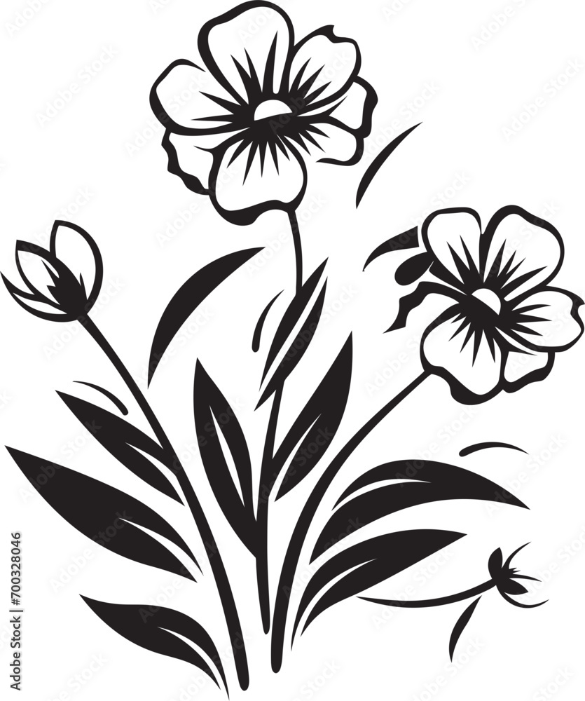 Whimsical Winter Blossoms Vector Monochrome Icon Frozen Flora Impressions Iconic Black Emblem Whimsical Winter Blossoms Vector Monochrome Icon Frozen Flora Impressions Iconic Black Emblem