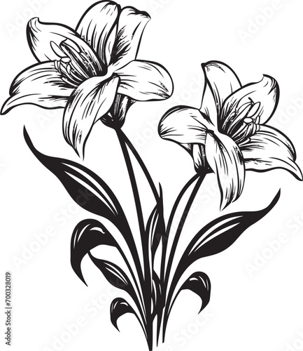 Chilled Floral Sketch Stylish Emblematic Design Snowfall Blossom Handiwork Black Iconic Detail