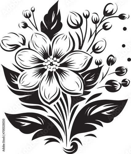 Snowflake Bloom Impression Black Iconic Symbol Frosty Petal Handiwork Stylish Vector Detail