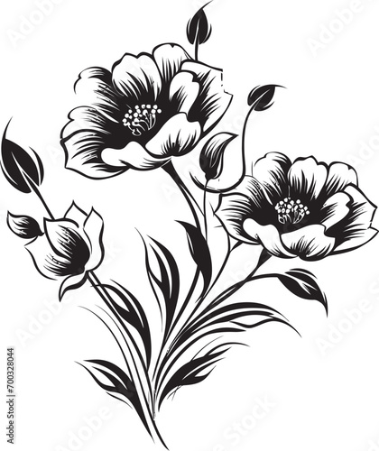 Frost kissed Bloom Sketch Stylish Vector Mark Arctic Garden Sketch Black Emblematic Detail