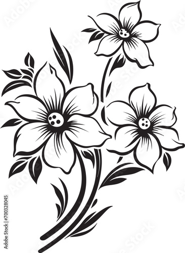 Arctic Garden Sketch Black Emblematic Detail Whimsical Winter Blossoms Vector Monochrome Icon