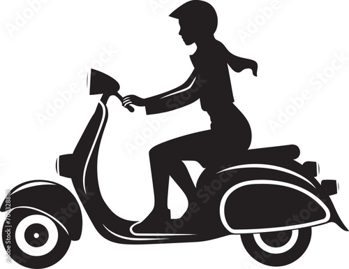 Retro Scooterista Maven Elegant Vector Mark Chic Scooterista Silhouette Iconic Emblem