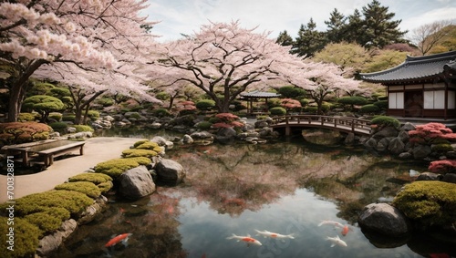 Japanese garden in spring. © volgariver