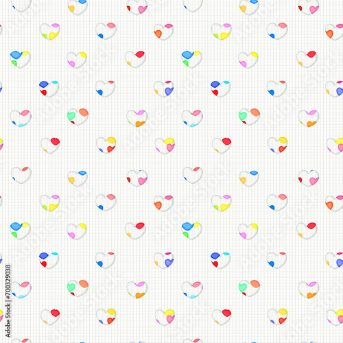 Heart and Check seamless pattern   , Pop art in colorful , pastel ,Embossed  pattern
