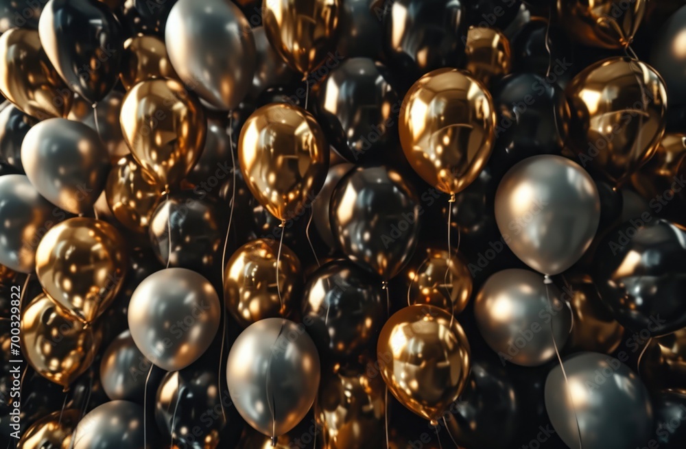 a wall of silver and golden balloons on white background a wall of silver and golden balloons on white background