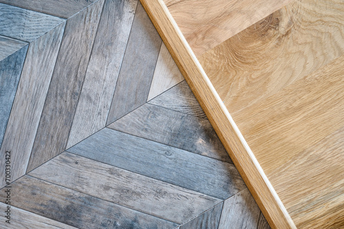 Detail Shot of two different types of flooring