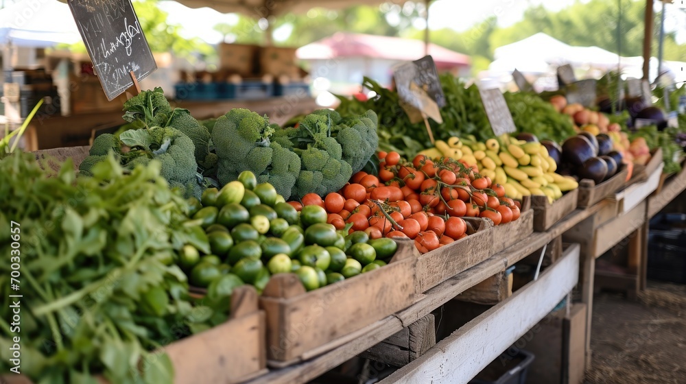 A local farmers' market with fresh produce and handmade goods, emphasizing community and health.