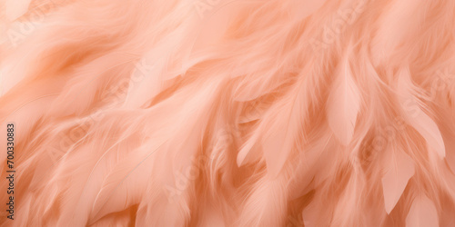 Peach colored fur close-up, fashionable trendy texture.Color of the year 2024 - Peach Fuzz. photo