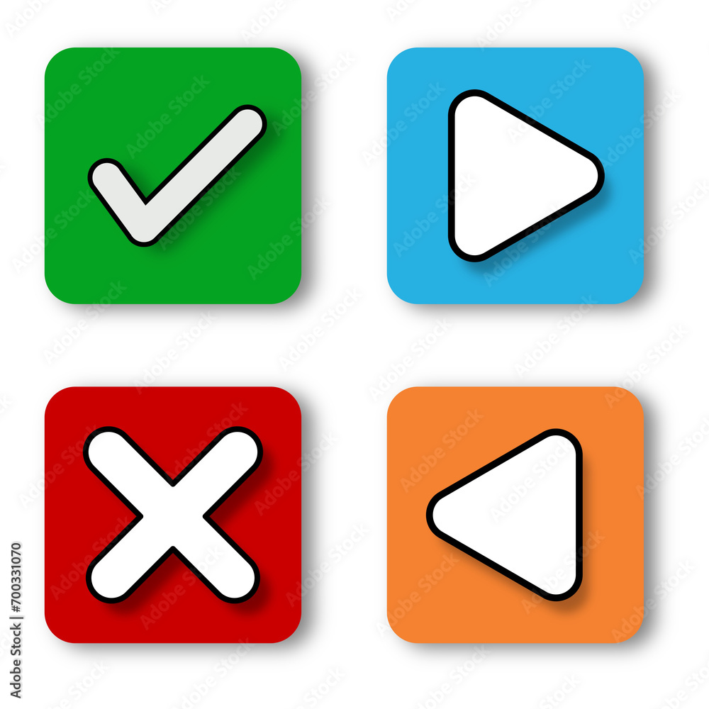 Set of four icons, right arrow, left arrow, enabled icon and disabled icon Set of four icons, right arrow, left arrow, enabled icon and disabled icon