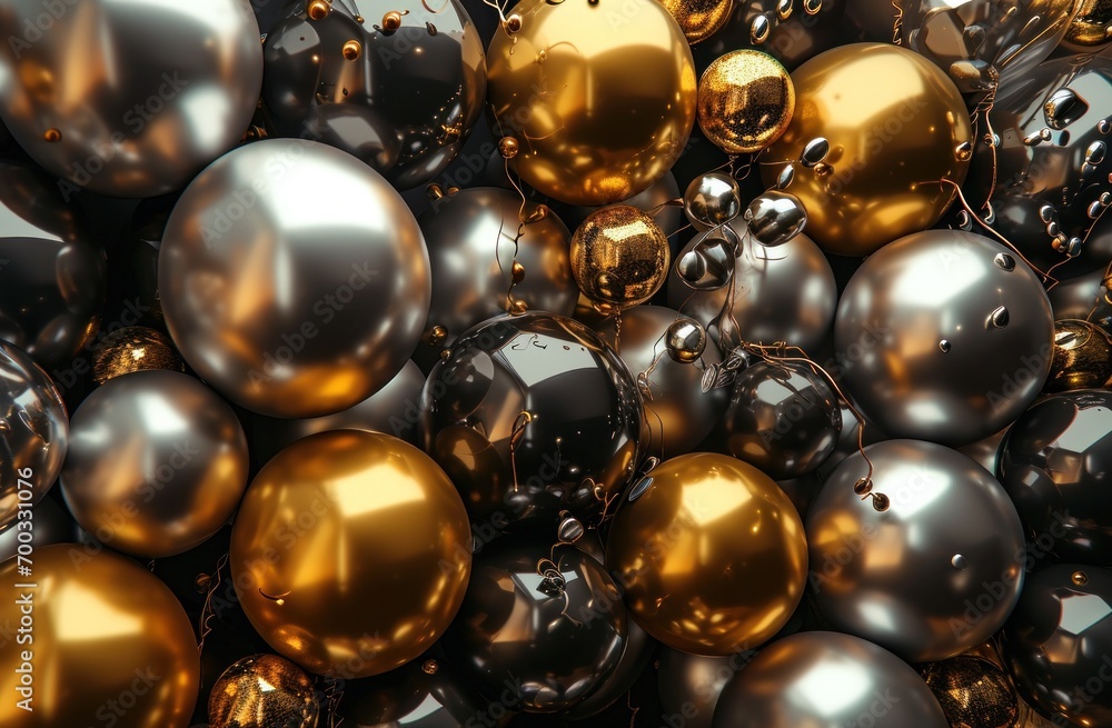 a wall of silver and golden balloons on white background a wall of silver and golden balloons on white background