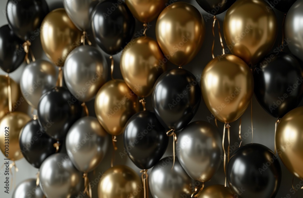 a wall of silver and golden balloons on white background a wall of silver and golden balloons on white background