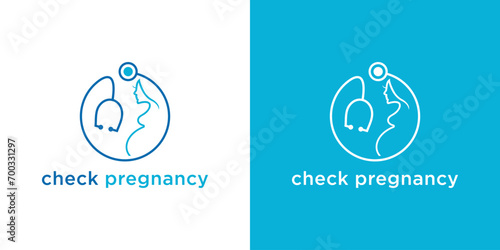 pregnant mother logo design. design elements of pregnant woman and stethoscope in logo