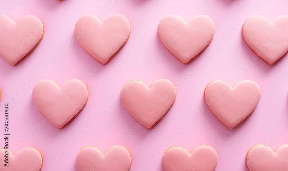 heart biscuits close to overlooking pink background