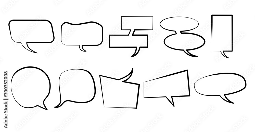 Hand Drawn Speech Bubbles Collection. Comic Dialog Box. Hand Drawn Speech Bubbles Collection. Comic Dialog Box.