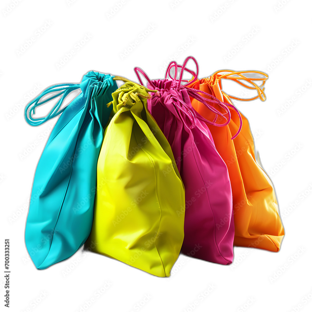 Compact reusable bags isolated on transparent or white background, png
