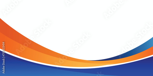 Abstract blue and orange banner vector. Blue and orange abstract background with dynamic waves composition.