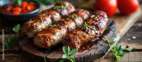 Romanian food: meat rolls known as mititei or mici. photo