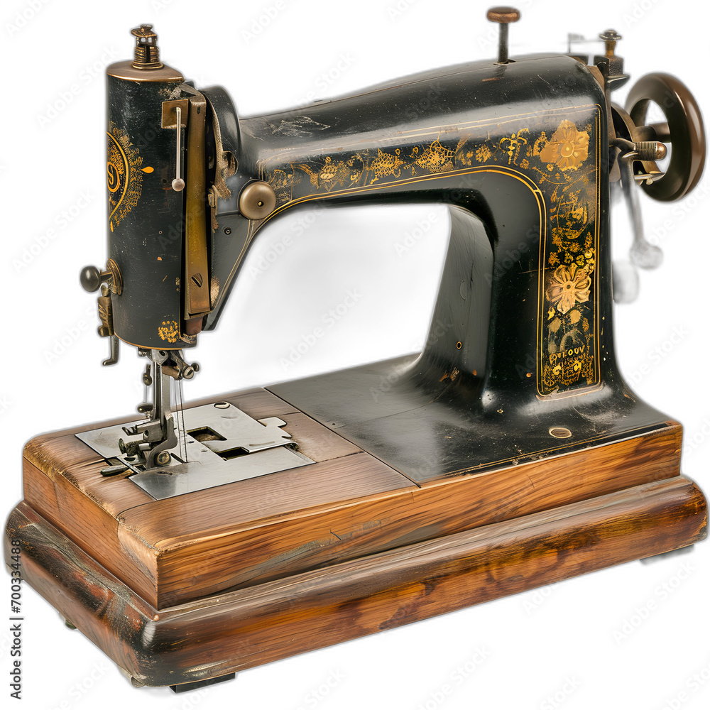 Sewing machine isolated on transparent or white background, png

