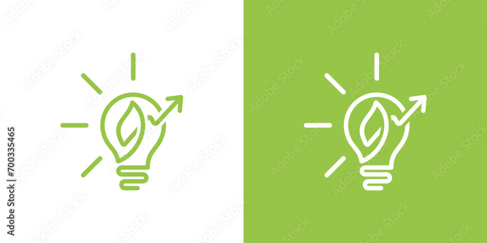 Ecological concept of light bulb with upward arrow. vector combination of bulb, leaf and upward growth arrow	 - obrazy, fototapety, plakaty 