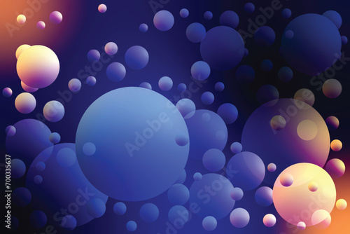 Abstract composition liquid circles blue blur background Sphere shape pastel color design Creative bubble trendy gradient template Colorful random flying of weightlessness spheres Modern dynamic cover