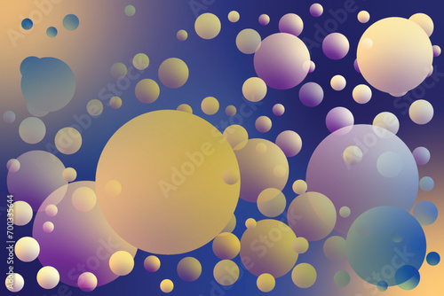 Abstract composition circles blue yellow blured background Sphere shape pastel color design Creative bubble trendy gradient template Colorful random flying weightlessness spheres Modern dynamic cover