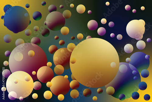 Abstract composition circles blue yellow blur background Sphere shape pastel color design Creative bubble trendy gradient template Colorful random flying of weightlessness spheres Modern dynamic cover