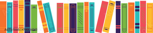 Books of different colors on a transparent background. Vectior, EPS 10.	