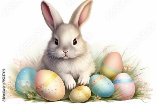 PNG image of a cute bunny associated with Easter. Generative AI