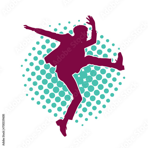 Silhouette of a man in dancing pose. Silhouette of a male dancer in performing pose.