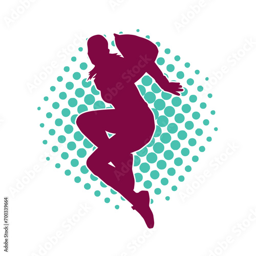 Silhouette of a happy woman jumping pose. Silhouette of a girl model jumps.
