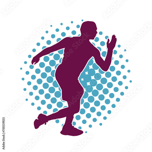 Silhouette of a sporty slim male in running pose. Silhouette of a sporty man doing jogging.