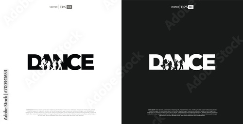 dancing modern logo  text lettering typography. dance logo photo