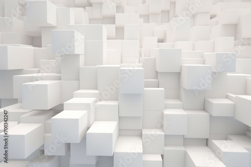 Abstract background made of white cubes. 3d render, 3d illustration. Generative AI