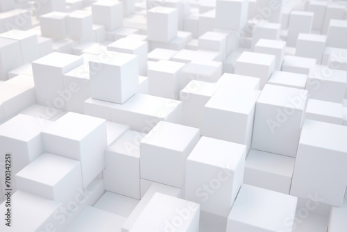 Abstract white cubes background, 3d render illustration, square shape. Generative AI
