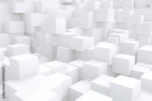 Abstract background made of white cubes. 3d render, 3d illustration. Generative AI